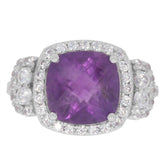 14K White Gold Semi Mount Ring Setting for Cushion CU 10x10mm Halo - Syzjewelry